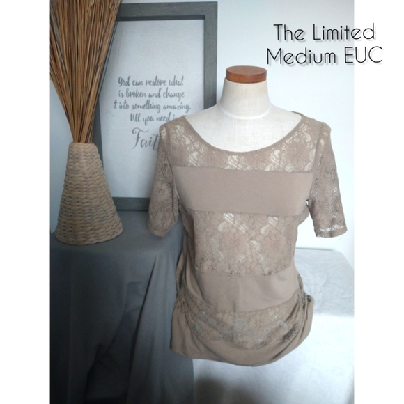 The Limited Beige Lace Patterned Blouse Medium - Picture 1 of 1